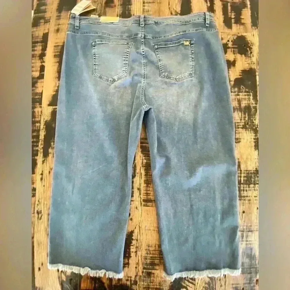 Michael Kors NWT Selma Button-Fly Cropped Flare Plus Size Jeans Women’s …